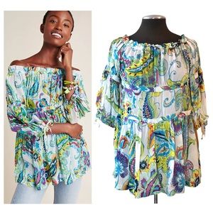 Maeve - Frankie Off-Shoulder Tiered Paisley Top - XS - Anthropologie